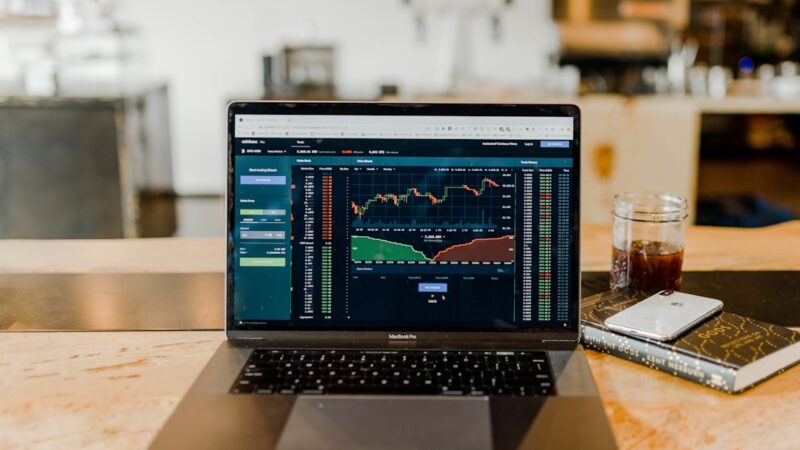 Investisseur consultant des graphiques financiers pour illustrer les dividendes mensuels et revenus réguliers