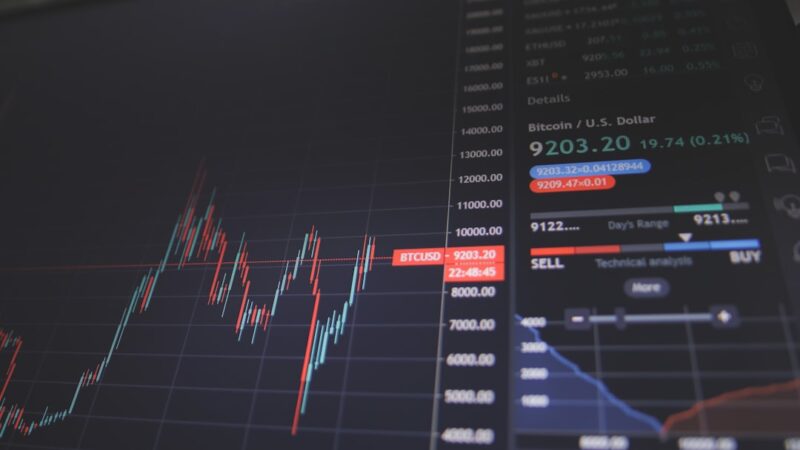 Graphiques financiers sur ordinateur pour illustrer Interactive Brokers et les outils avancés de trading