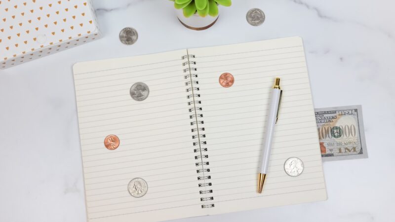 Billets et carnet de finances personnelles pour illustrer le Livret A, l’épargne et les dividendes